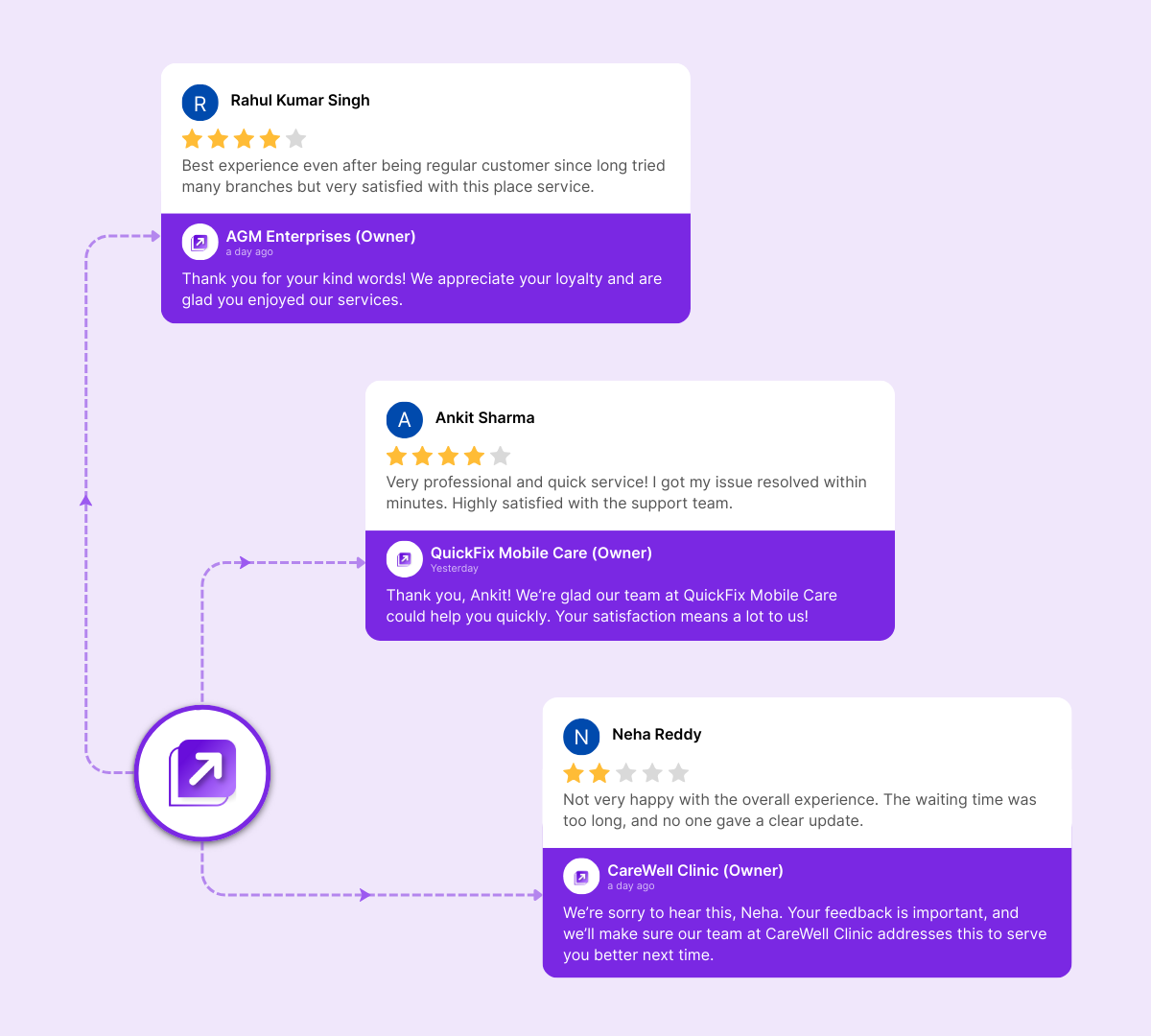 Local business owner managing Google reputation with Revplies